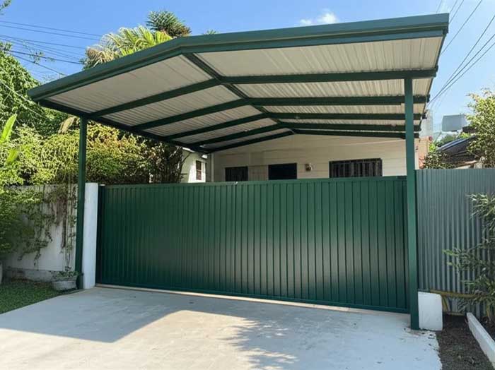 mẫu mái tôn che sân trước nhà 2