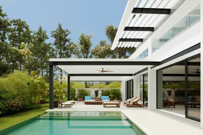 Mẫu mái tôn che sân trước nhà 4